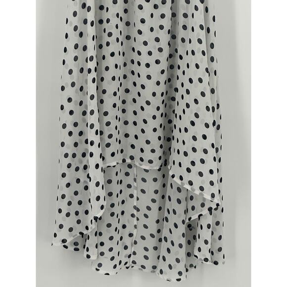 Triple Cherry Polka Dot Sleeveless High Low Dress White Black Casual Small - Picture 4 of 11